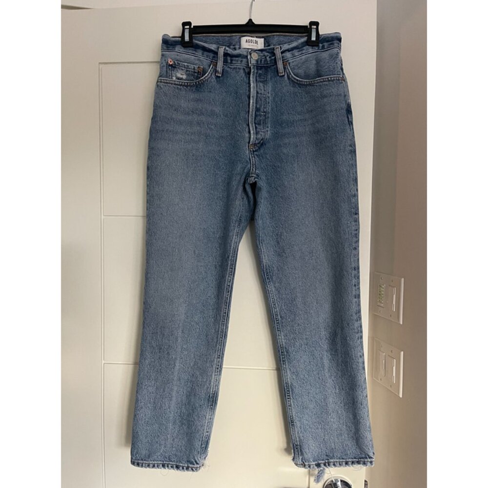 Agolde Lana Mid-Rise Vintage Straight Crop Jeans in Emulsion Size 28